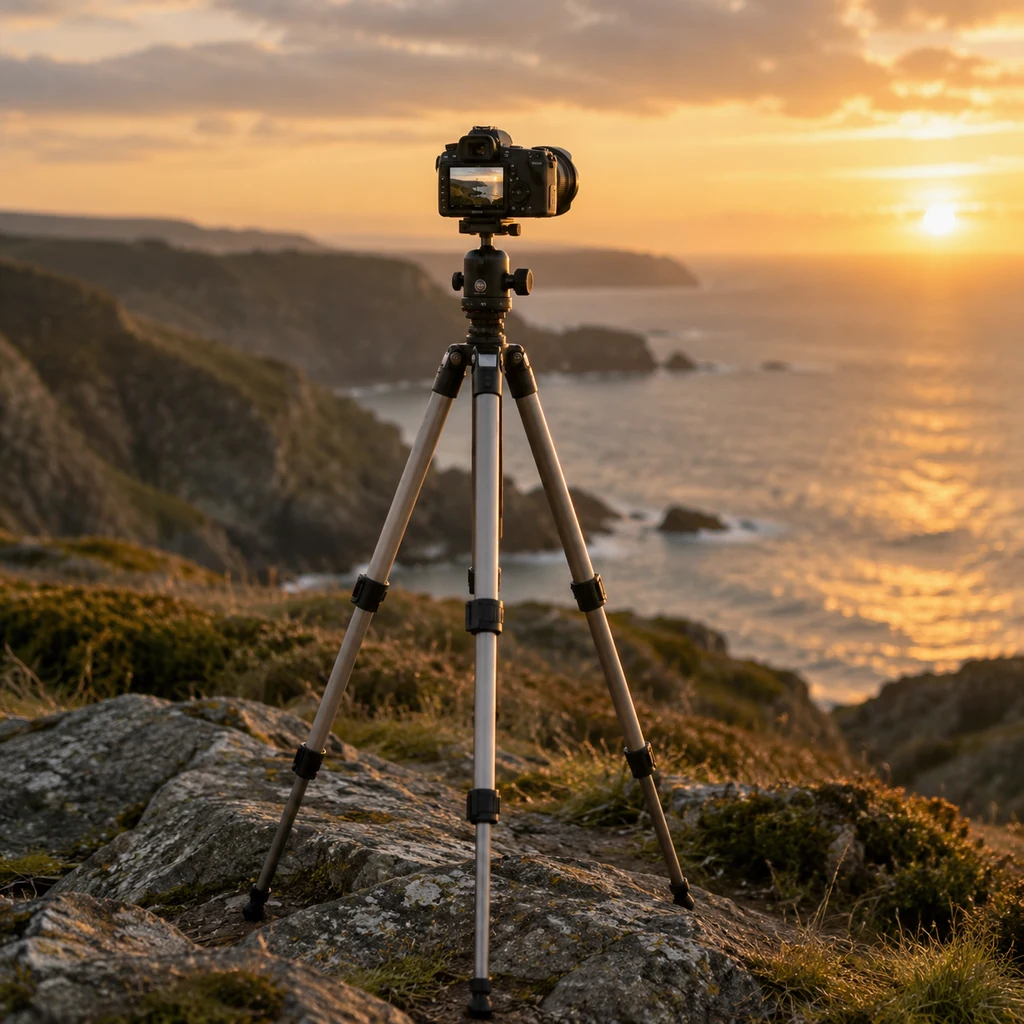 Tripod on a clifftop