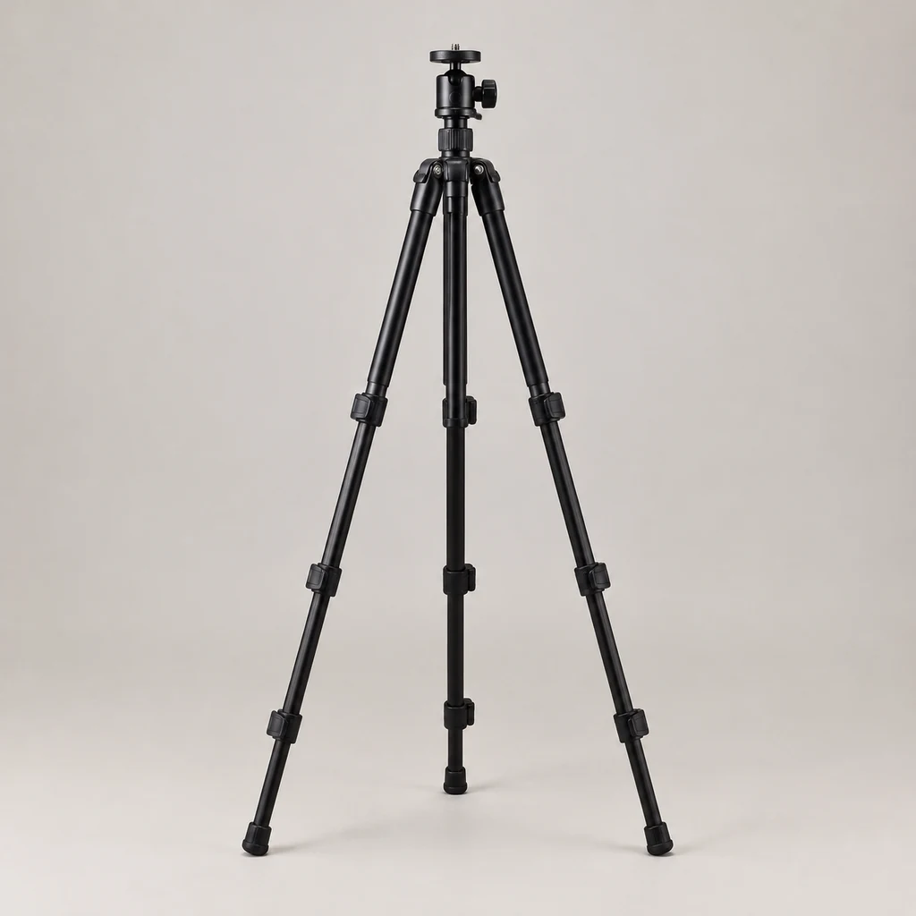 Black aluminium tripod with extended legs