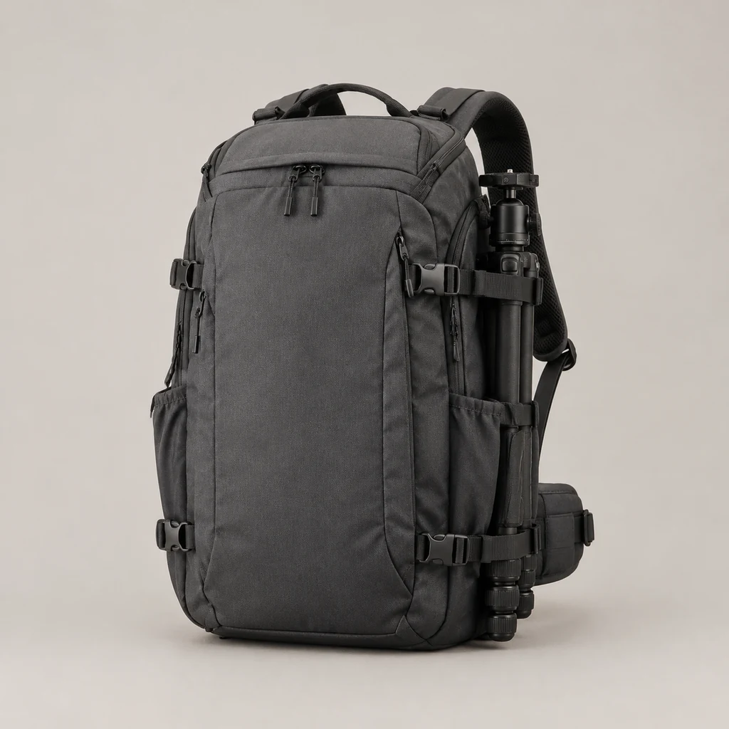 Dark grey technical camera backpack