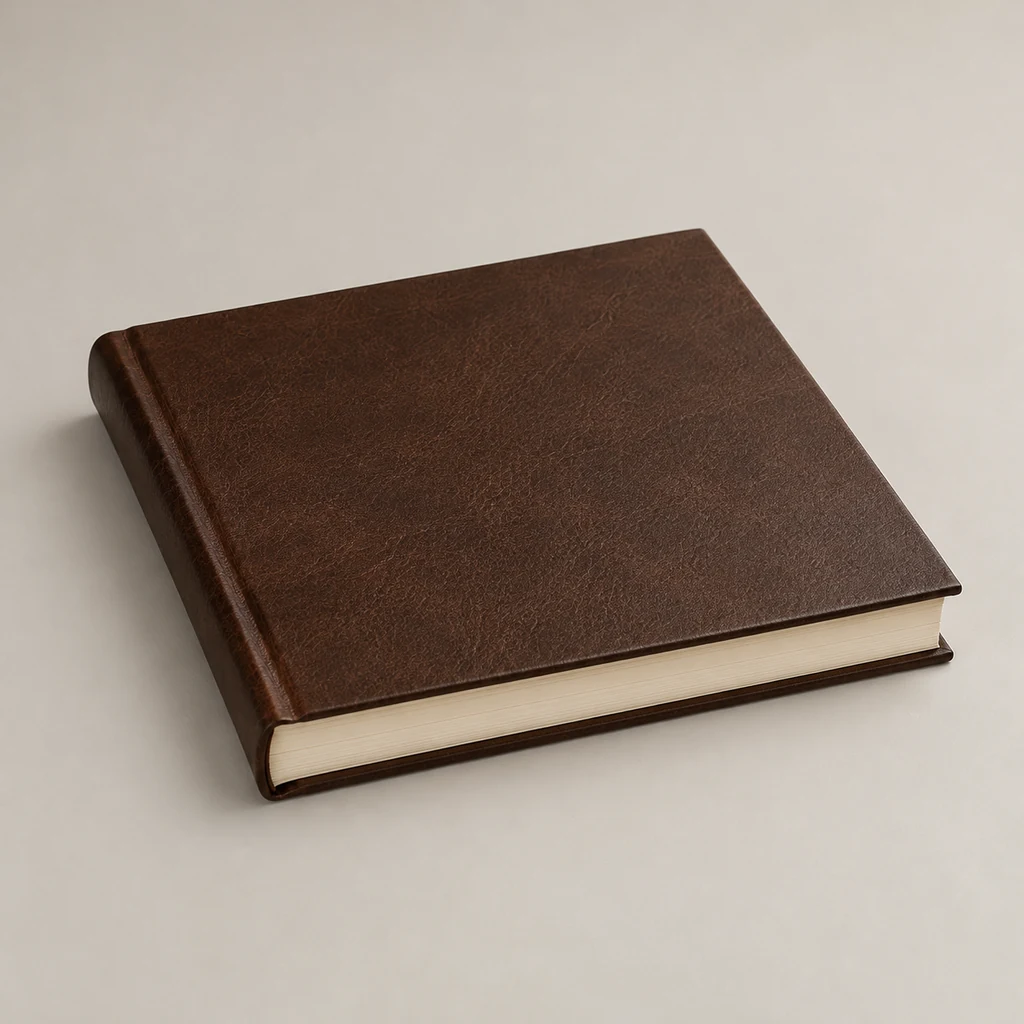 Brown leather-look photo album